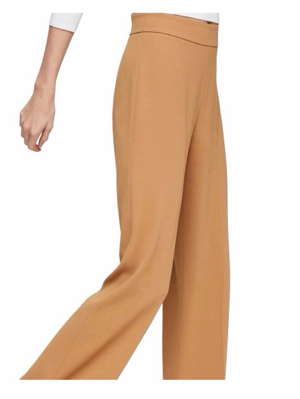 Aritzia Babaton Honey Brown Lincoln Wide Leg Pant Trousers 2 Long NWT - Picture 2 of 9